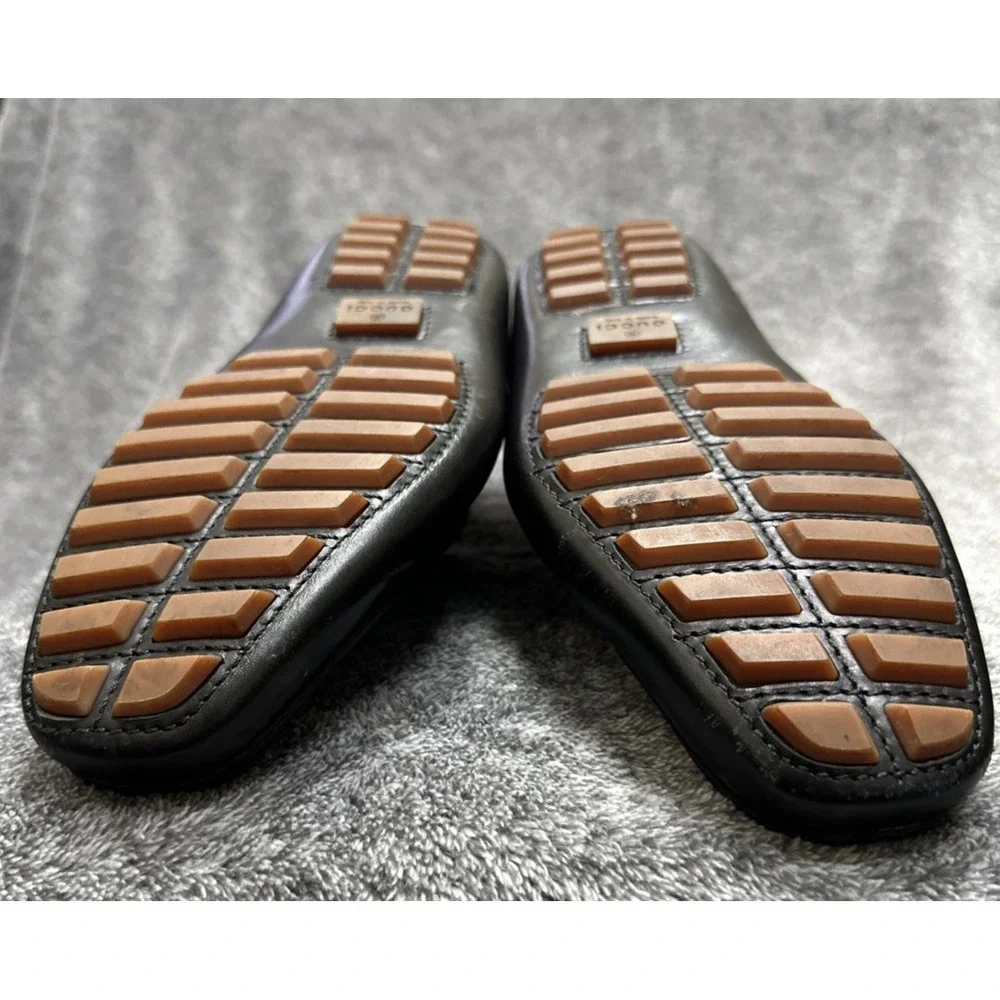 Gucci Mens Black GG Canvas Leather Loafers Drivers Shoes Size 6.5‎ D Made Italy